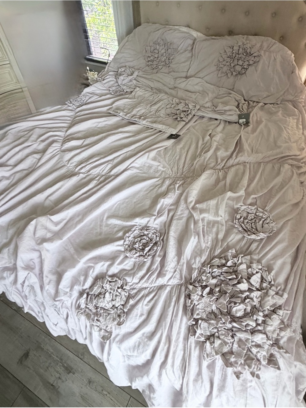 RESTORATION HARDWARE Queen Lilac Fleur Duvet Comforter 4 Pillow Shams $565.00!